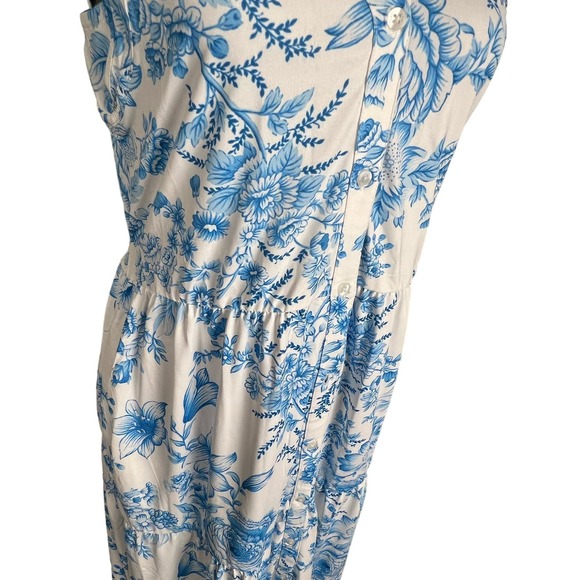 Tolani Collection Printed Sleeveless Maxi Dress White Blue Floral NWT Size XS - Picture 7 of 10